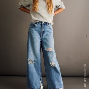 Girls Zara extra wide leg jeans